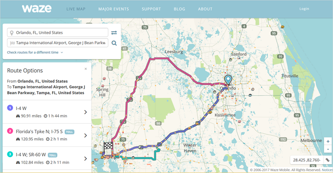 веб-направления waze