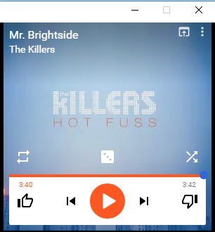 Установлен мини-плеер Google Play Music