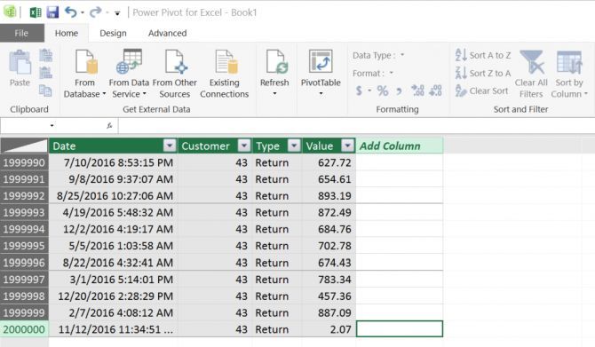 Как разбить огромную электронную таблицу Excel CSV на отдельные файлы Строки CVS в сводной таблице модели данных Excel