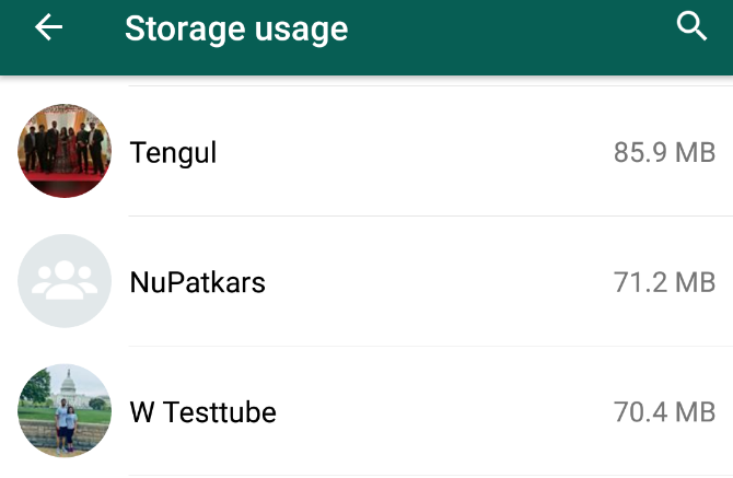 пространство для хранения WhatsApp
