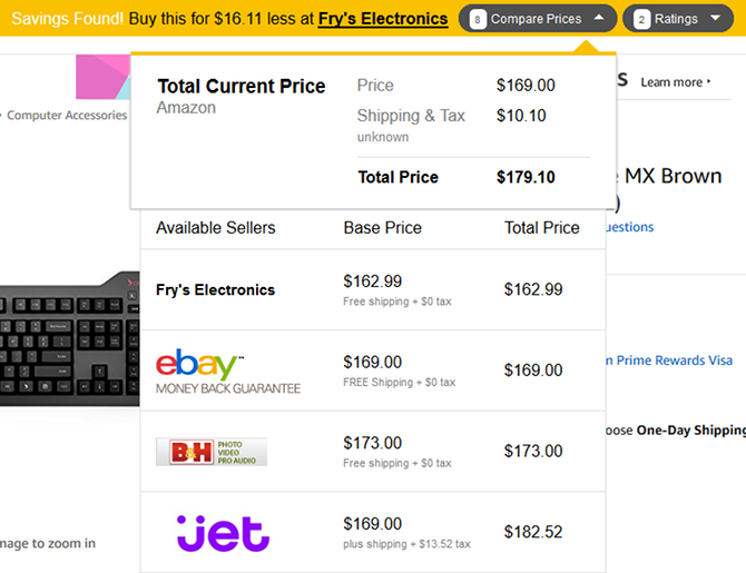 PriceBlink для покупок на Amazon