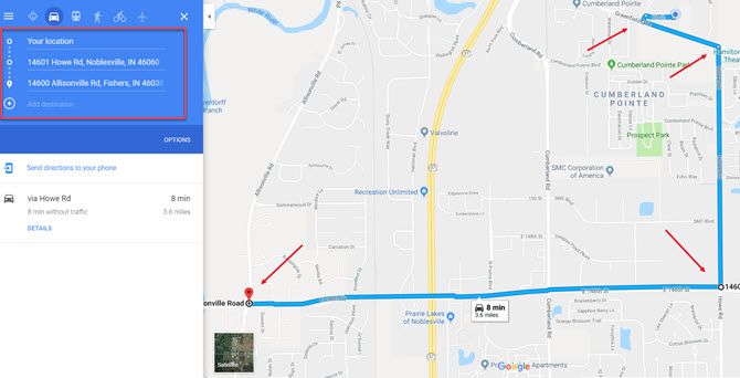 Обходной путь альтернативного маршрута Google Maps
