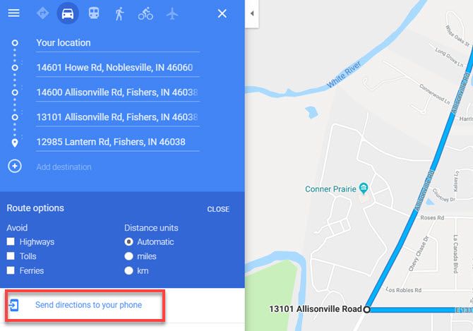 Карты Google Отправить маршрут на телефон