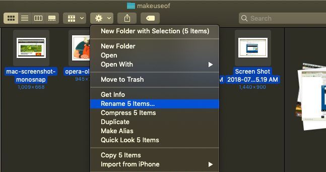 Переименовать несколько файлов в MacOS Finder