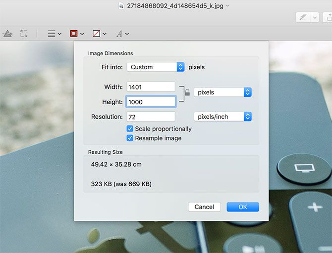 Предварительный просмотр, изменение размера