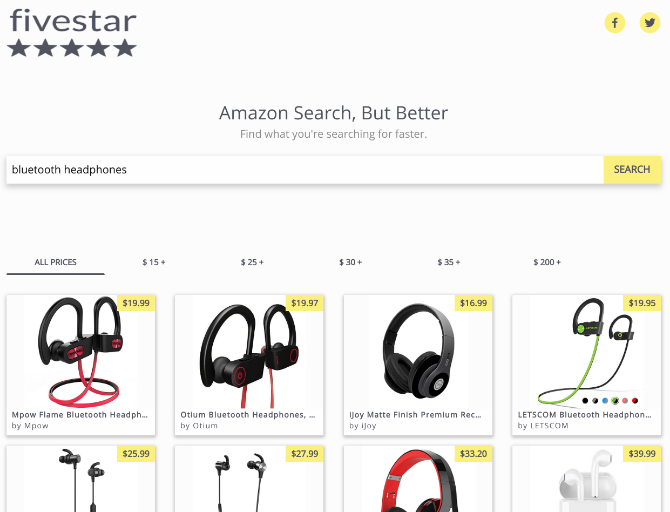 FiveStar - минималистичный поисковик Amazon