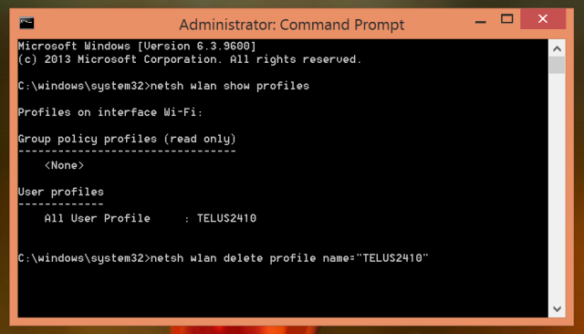 3 удалить беспроводные сети на windows 8.1 2