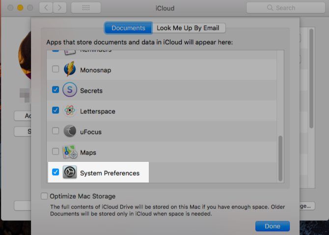 Настройки синхронизации в Системных настройках Mac