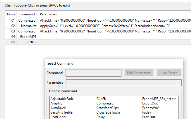 Audacity оптимизировать цепочку процессов