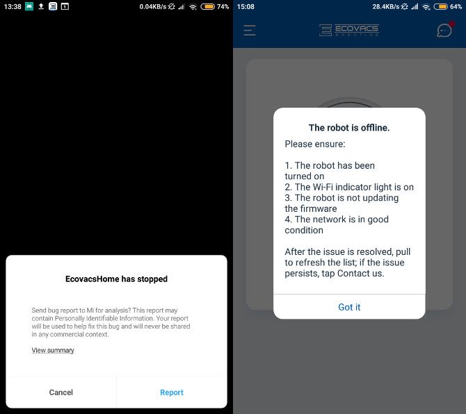 Ecovacs Home App Crashing