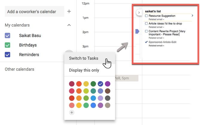 Задачи Google в Календаре Google