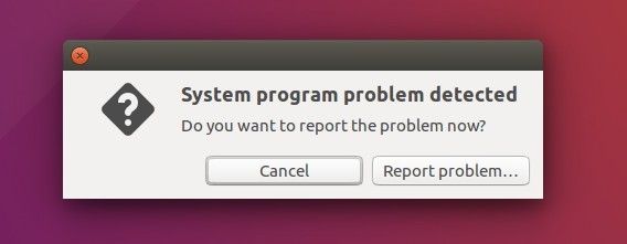 сообщение об ошибке в Ubuntu