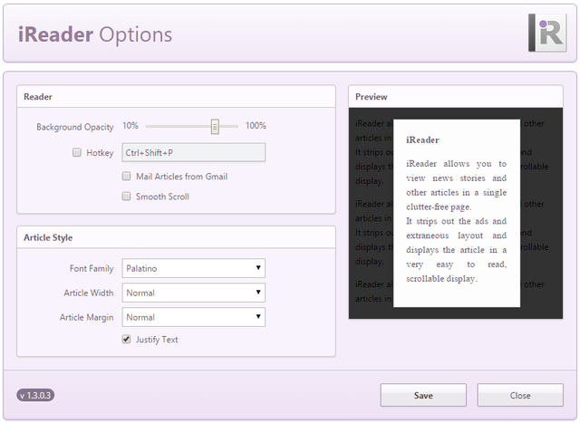14 iReader - Опции