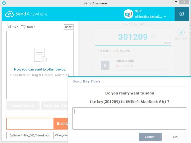 Share-файлов-папок-Windows-Mac-Без-десантный-Send-Anywhere-Key