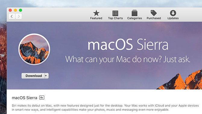 Загрузите macOS Sierra в App Store