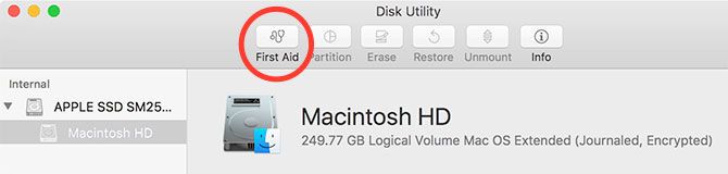 Первая помощь в Disk Utility Mac