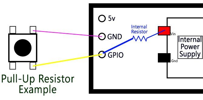 Пример схемы подтягивающего резистора