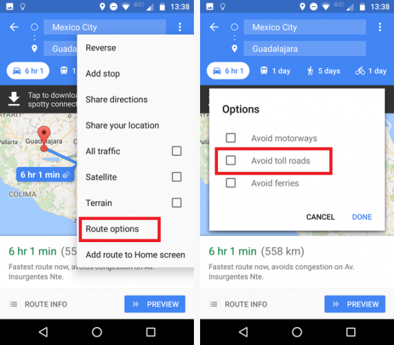 Как избежать платы за проезд и сэкономить деньги с помощью этой функции Google Maps Google Maps Toll 571x500