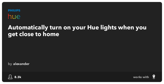 Рецепт IFTTT: включите свет, когда вы' /></p>
<p>Назначьте по одной лампочке каждому пользователю и создайте на своем смартфоне другой рецепт цвета для каждого местоположения, которое вы хотите отслеживать. Поскольку использование всей лампы для этой цели может показаться излишним, рассмотрите возможность подключения платы разработки Spark Core к нескольким светодиодам NeoPixel WS2812B, а затем используйте эту библиотеку для соединения с IFTTT. Затем вы можете закрепить небольшую полоску светодиодов под монитором для спокойствия.</p>
</p>
<h2>Уведомление о звонке (только для Android)</h2>
<p>Как бы я ни любил свой iPhone, нужно сказать, что если у вас есть устройство Android, у вас есть гораздо больше возможностей для автоматизации из-за отсутствия песочницы.</p><script data-noptimize=