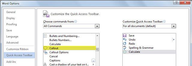 Microsoft Word Калькулятор