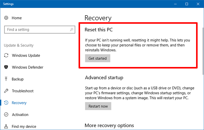 сброс настроек - вопросы по windows 10