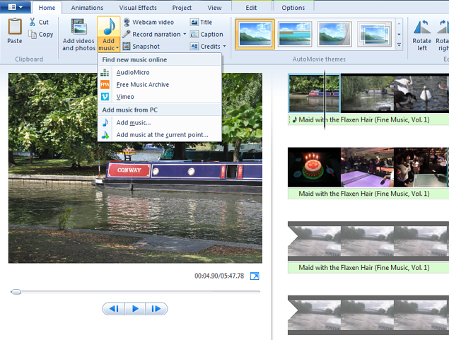 Windows-Movie-Maker-Импорт файлов