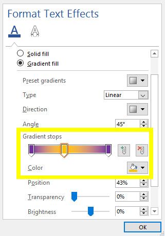 меню текстовых эффектов
