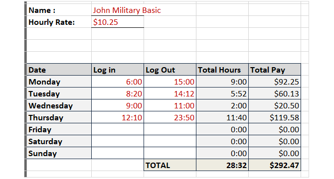 табель учета рабочего времени часов военное время без перерывов Excel