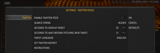 XBMC-твиттер-установка