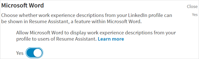 LinkedIn отключить использование Resume Assistant в Word