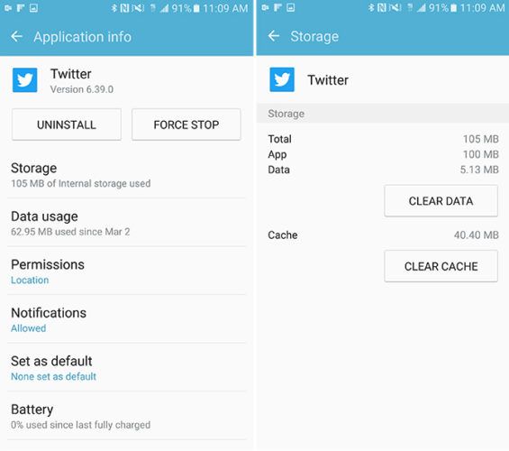 Как исправить твиттер из Wasting Space на Android и iPhone TwitterAndroidCache 565x500