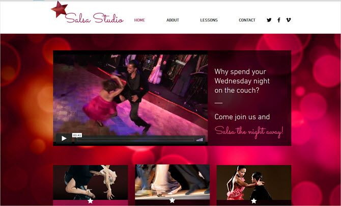 шаблон wix студия латиноамериканских танцев
