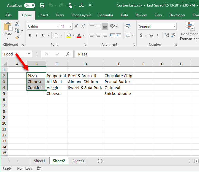 типы списков Excel для облегчения ввода данных