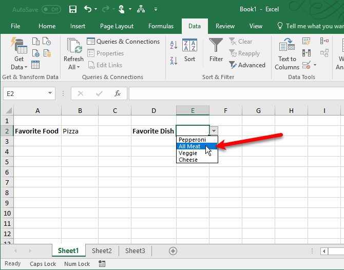 добавить выпадающий список Excel