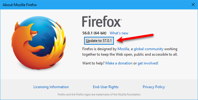 Обновите Mozilla Firefox