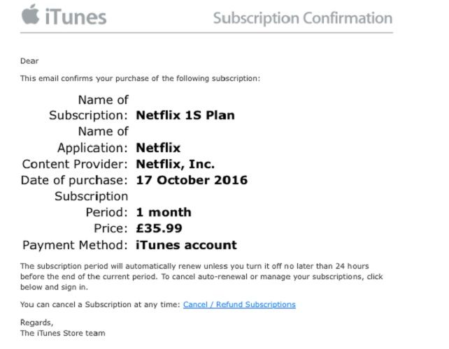 iTunes Netflix Scam Электронная почта