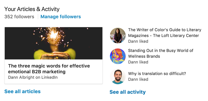 LinkedIn' /></p>
<p>Независимо от того, связаны ли вы с их связями, они видят комментарий в группе, в которой вы находитесь</p>
<p>или вы отправили им сообщение некоторое время назад, ваша активность выделяет вас.</p>
<p>Вам не нужно тратить кучу времени на LinkedIn. Просто делитесь полезными статьями, связанными с вашей областью, обновляйте свою сеть о том, что вы делаете (профессионально), комментируйте посты других людей и тому подобное.</p>
<p>Отличный способ найти классные статьи для чтения и публикации — следование за великими авторитетами LinkedIn.</p>
<p>,</p>
<h2>Добиться успеха на LinkedIn, сосредоточиться на том, чтобы быть полезным</h2>
<p>LinkedIn о создании связей. Иногда эти связи ведут к работе, а иногда нет. Но знать больше людей в вашей области (и за ее пределами) всегда хорошо.</p>
<p>И лучший способ общаться с людьми</p>
<p>всегда быть полезным. Другой их ваш опыт или помочь им с проектом. Это то, что действительно создает связи между людьми, и это значительно улучшит видимость вашего профиля в LinkedIn.</p>
<p><div class=