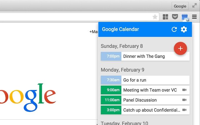 Календарь Google - расширение Chrome