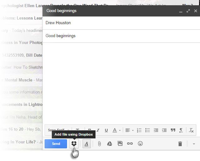 Dropbox для расширения Gmail Chrome
