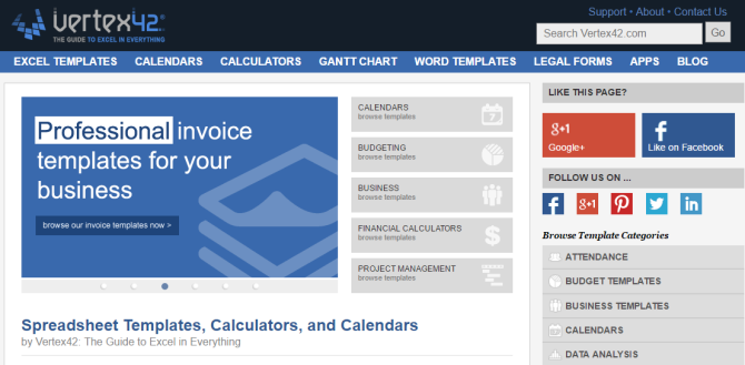 3 отличных сайта для бесплатных шаблонов документов Vertex42 670x329