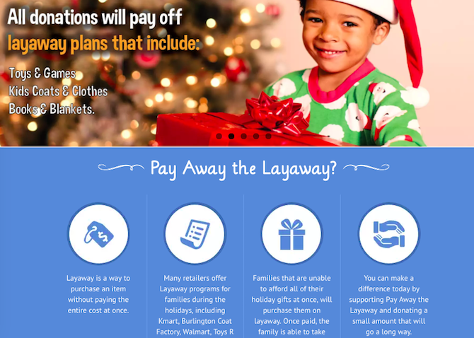 Рождественские благотворительные фонды онлайн - Pay Away the Layaway