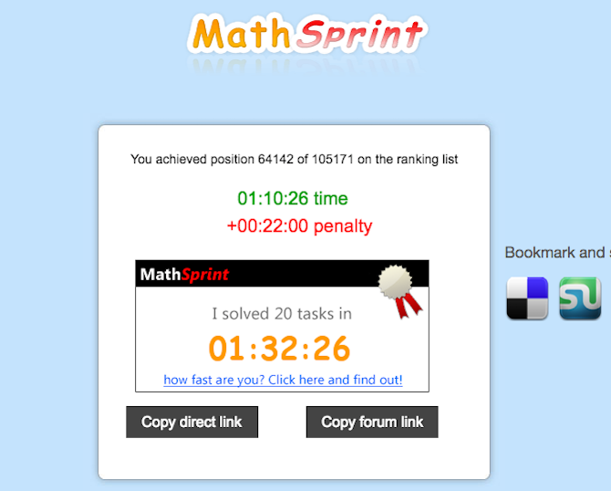 Интернет-тесты - MathRun Sprint