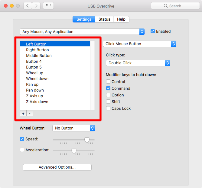 Как использовать стороннюю мышь на вашем Mac Mac мышь USB Overdrive 1