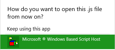 Windows 10 JavaScript автоматический выбор приложения