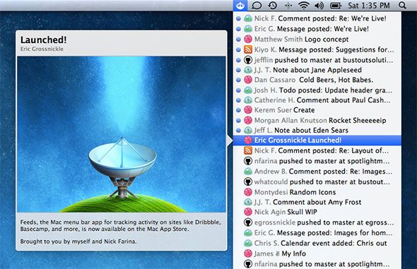 строка меню rss mac