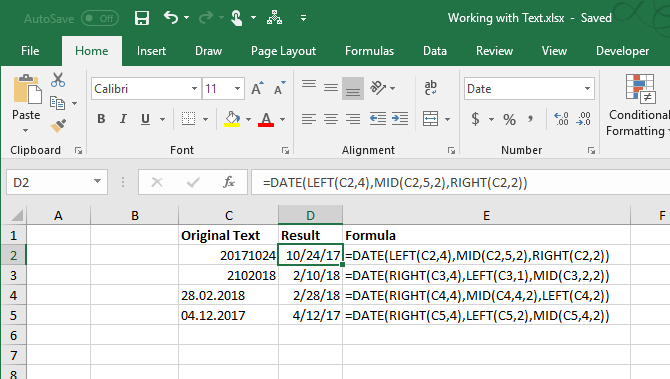 текстовые функции Excel - Преобразование текста в даты