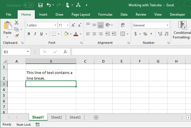 текстовые функции Excel - результат ручного переноса строки