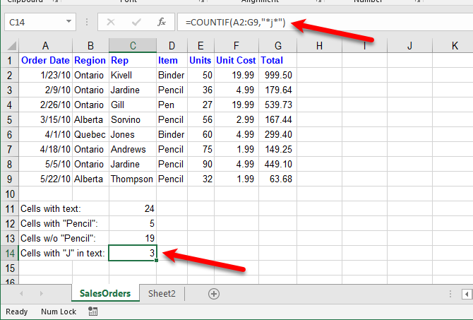 Текстовые функции Excel - Подсчет ячеек с определенным текстом в любой позиции