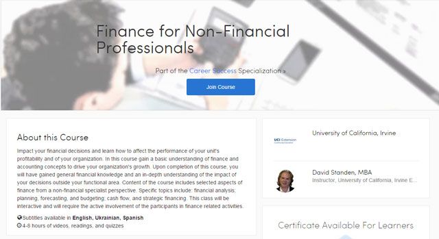 Coursera - Финансы для нефинансовых специалистов