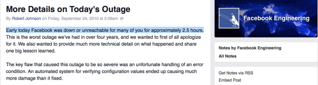 Снимок экрана Facebook пост